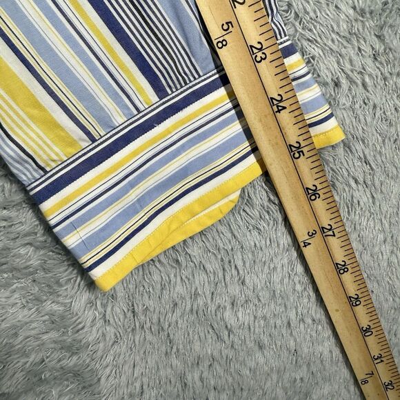 Polo Ralph Lauren Men XL Classic Fit 90's Yellow Blue Stripe Casual Button Down - Picture 5 of 6